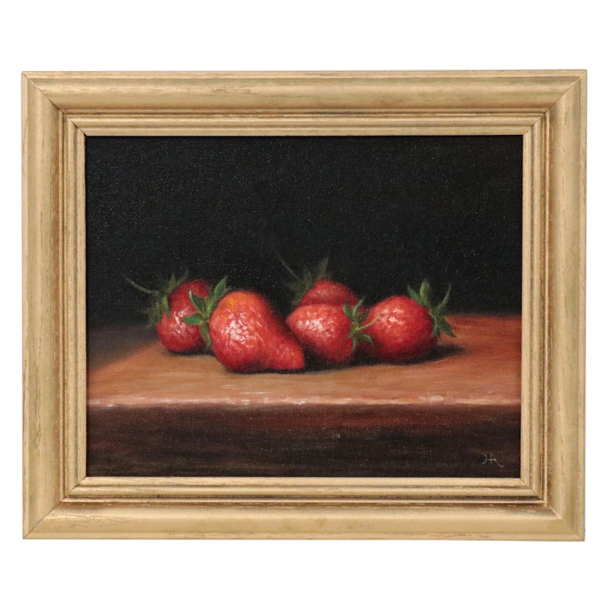 Houra Alghizzi Still Life Oil Painting "Fresh Strawberries," 2022