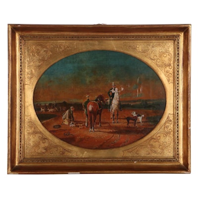 Oil Painting of Hunting Scene, Early 20th Century