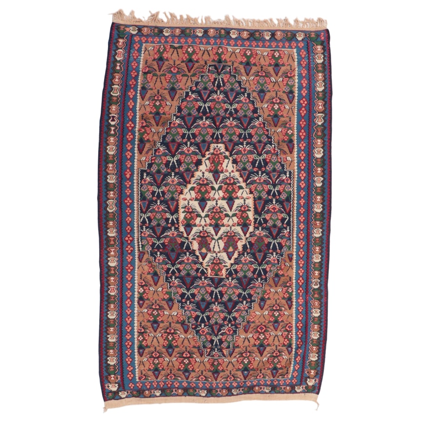 5'4 x 8'8 Handwoven Persian Senneh Kilim Area Rug