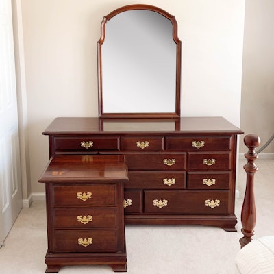 Federal Style Cherry Dresser with Mirror and Nightstand