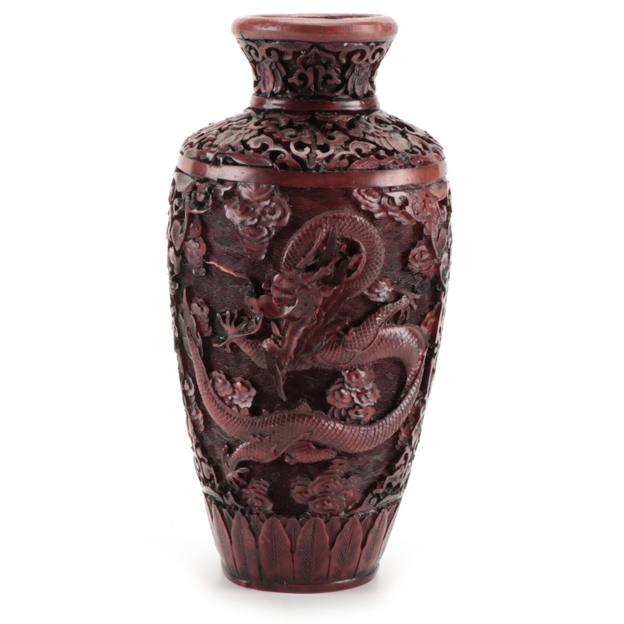 Chinese Molded Resin Dragon Motif Vase