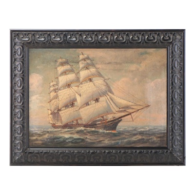 T. Bailey Nautical Scene Oil Painting