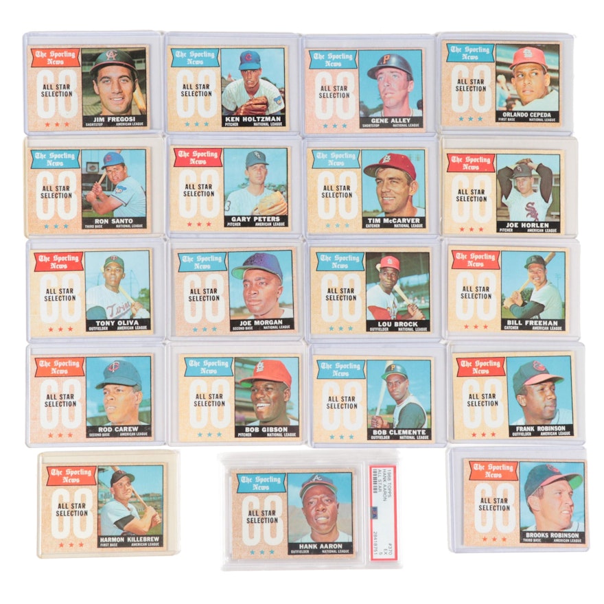 1968 Topps All-Stars, Hank Aaron, Roberto Clemente, Bob Gibson And Other Stars