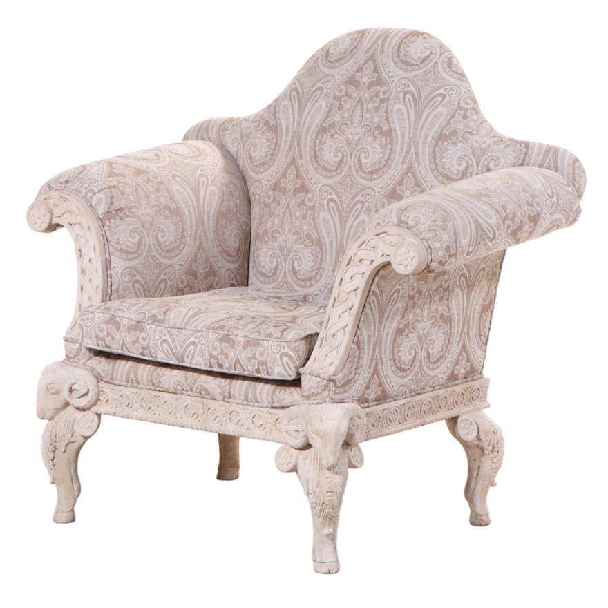 The Platt Collections Empire Style Faux-Stone and Custom-Upholstered Bergère