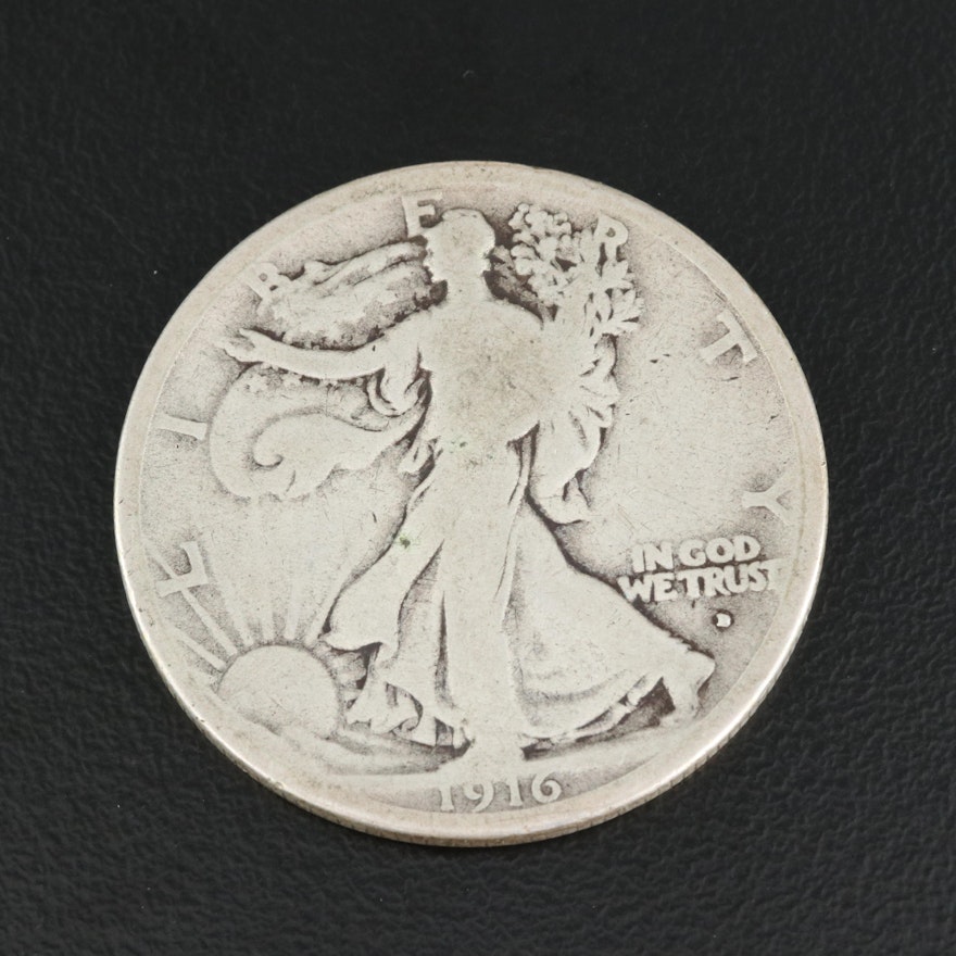1916-D Walking Liberty Silver Half Dollar