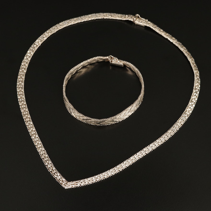 Italian Sterling Riccio Necklace and Bracelet