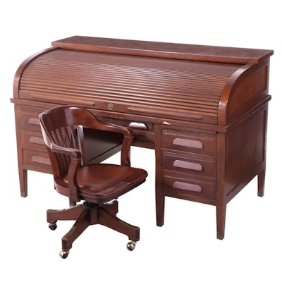 Standard Furniture Co., Oak Executive's Desk with Banker's Chair