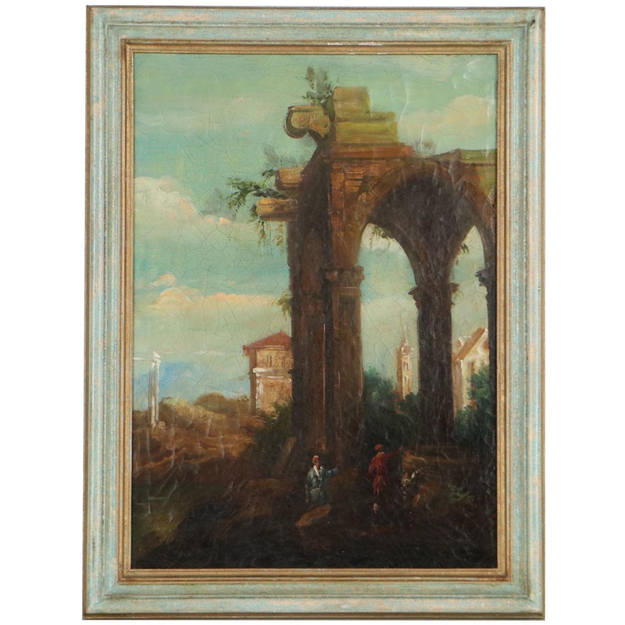 Architecture in Landscape Oil Painting, Mid to Late 19th Century
