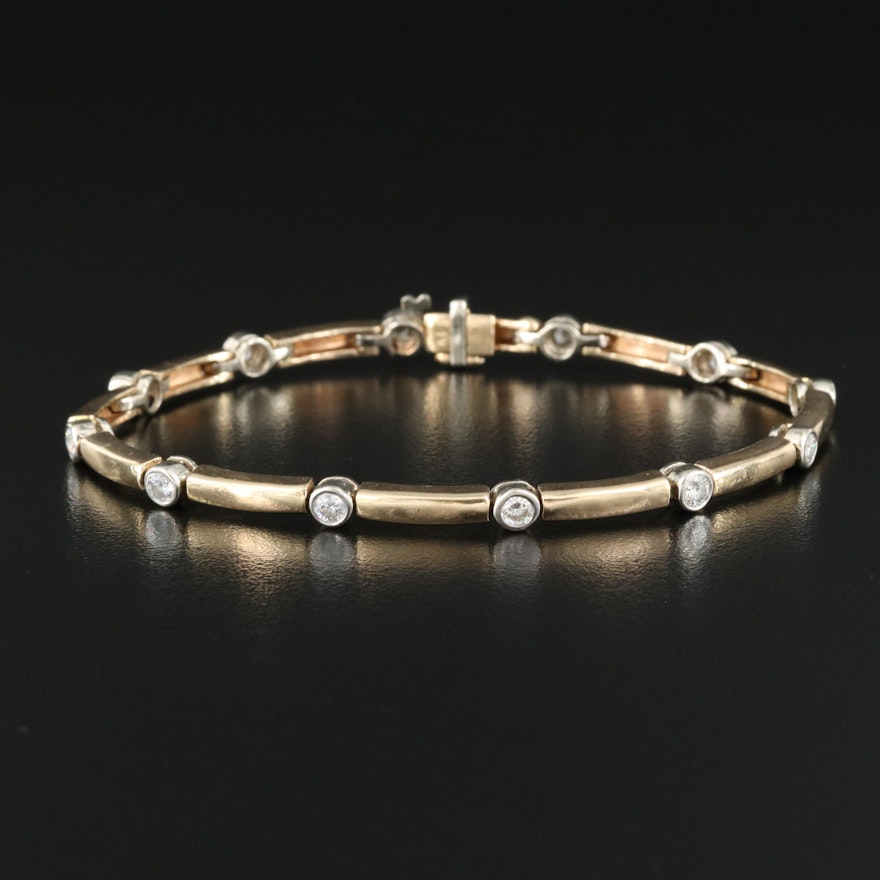 14K  1.20 CTW Bezel Set Diamond Bracelet
