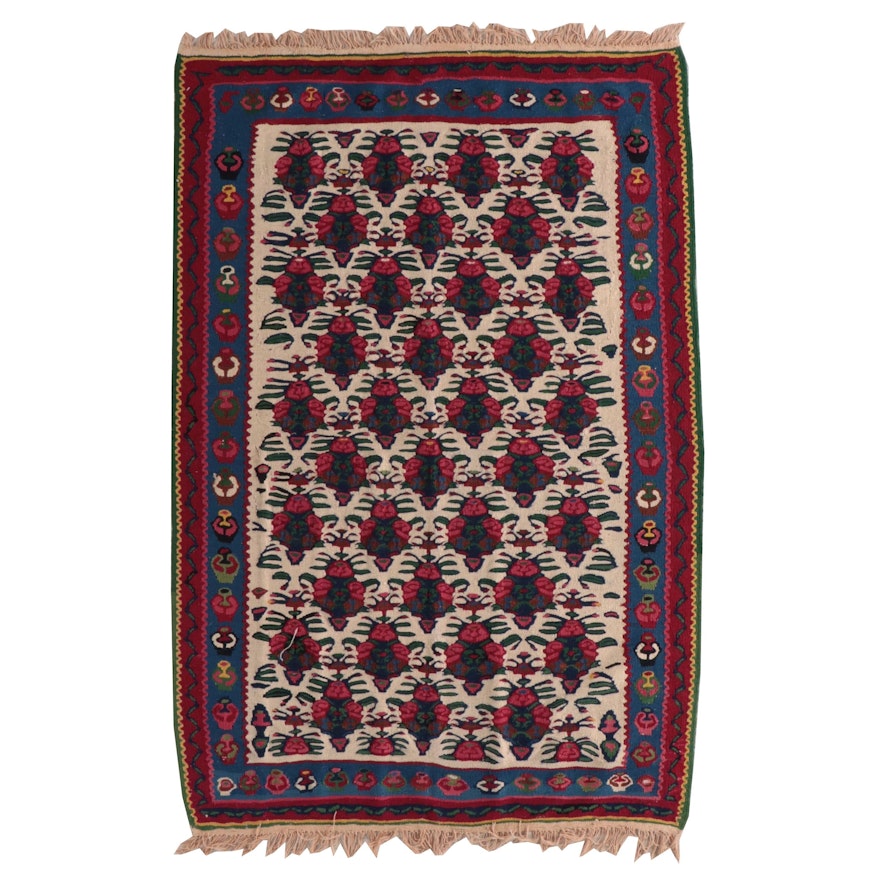 3'7 x 5'6 Handwoven Persian Senneh Kilim Area Rug