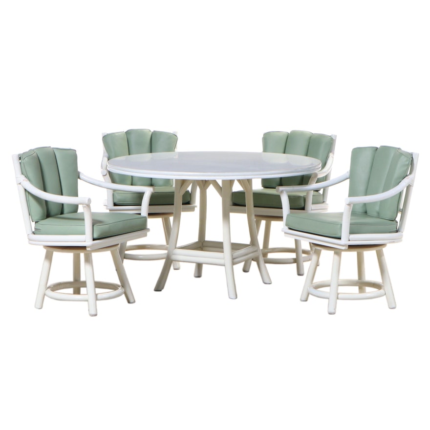 Ficks Reed Painted Bamboo and Laminate Round Table and Swivel Chairs