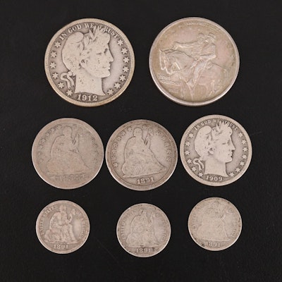 Eight Antique and Vintage United Stated Silver Coins