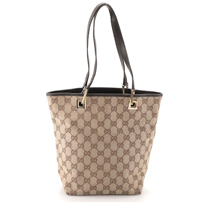 Gucci Tote Bag in GG Canvas and Leather Trim