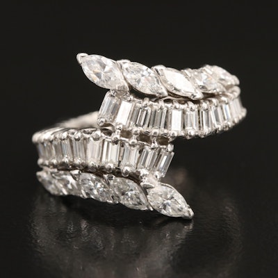 Platinum 3.50 CTW Diamond Bypass Ring