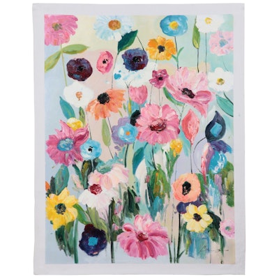 Bing Floral Acrylic Painting, 21st Century