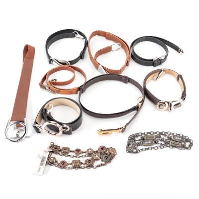 Chico's Adjustable Belts in Embellished Chain Link, Leather, and Synthetic