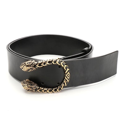 Gucci Dionysus Tiger Belt on Black Leather