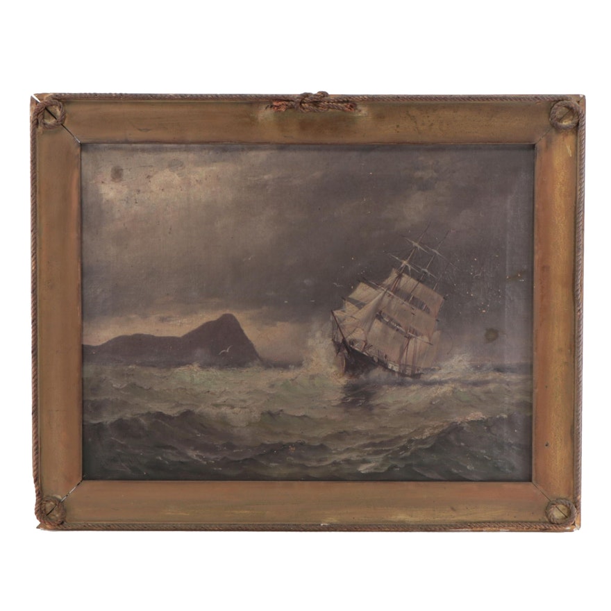 Marshall Johnson Jr. Nautical Oil Painting, Circa 1900