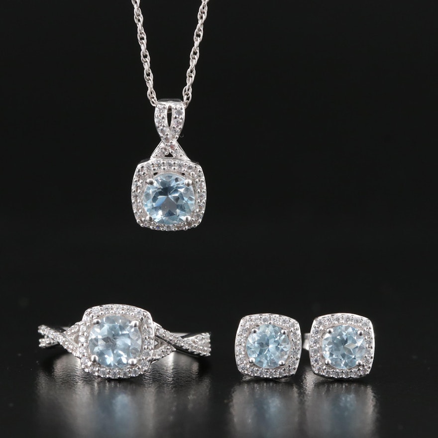 Sterling Sky Blue Topaz and Cubic Zirconia Jewelry Selection