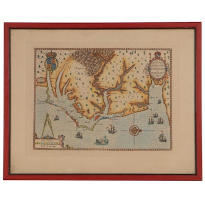 Theodore de Bry Engraving Map of Virginia