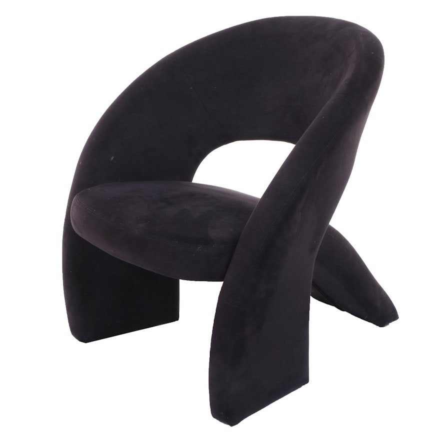 Modernist Style Armchair in Black Microfiber