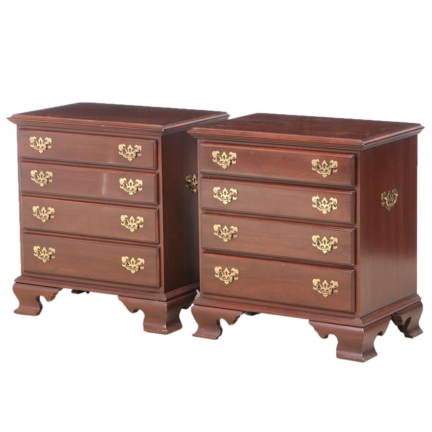 Pair of Ethan Allen Colonial Style four-Drawer Cherry Chests