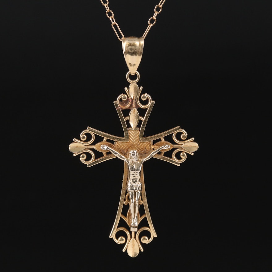 14K Crucifix Pendant Necklace