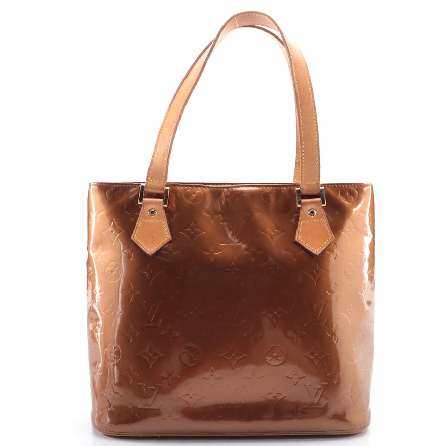 Louis Vuitton Houston Tote Bag in Bronze Monogram Vernis and Vachetta Leather