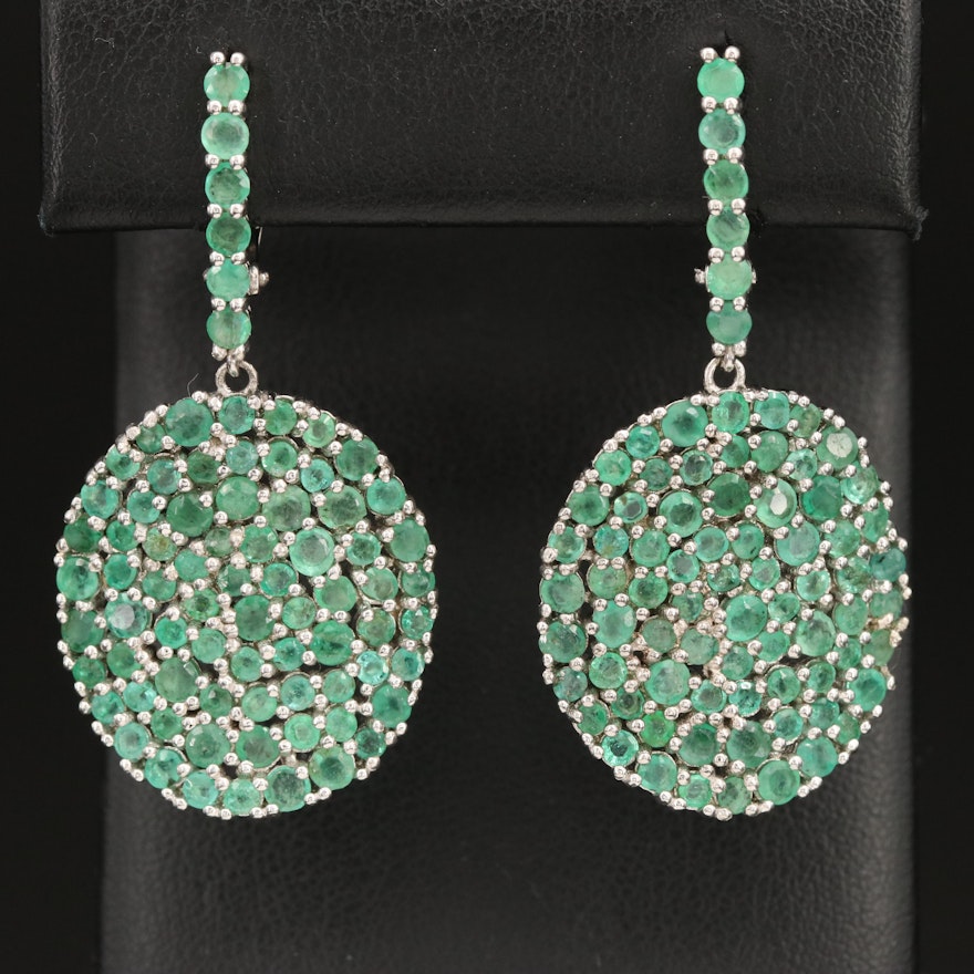 Sterling Pavé Emerald Drop Earrings
