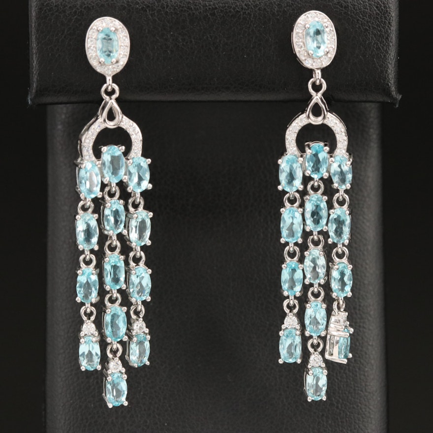 Sterling Apatite and Cubic Zirconia Dangle Earrings