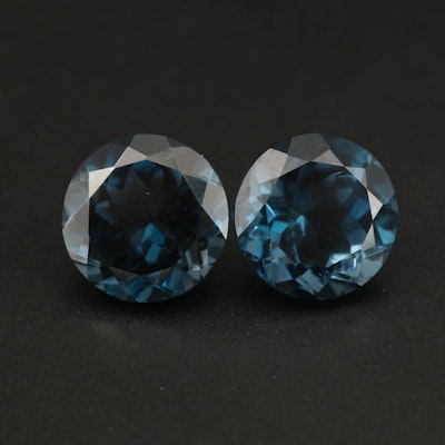 Loose 13.09 CTW Matched Pair London Blue Topaz