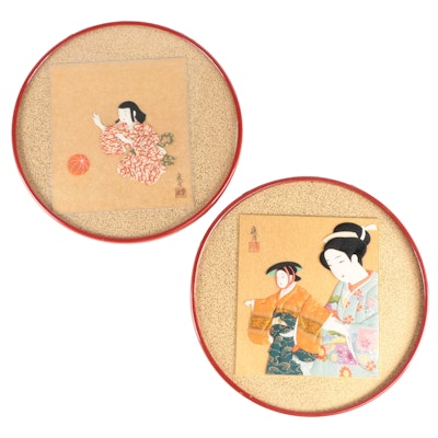 Japanese Brocade Silk Handcrafted Oshi-e Decorative Art