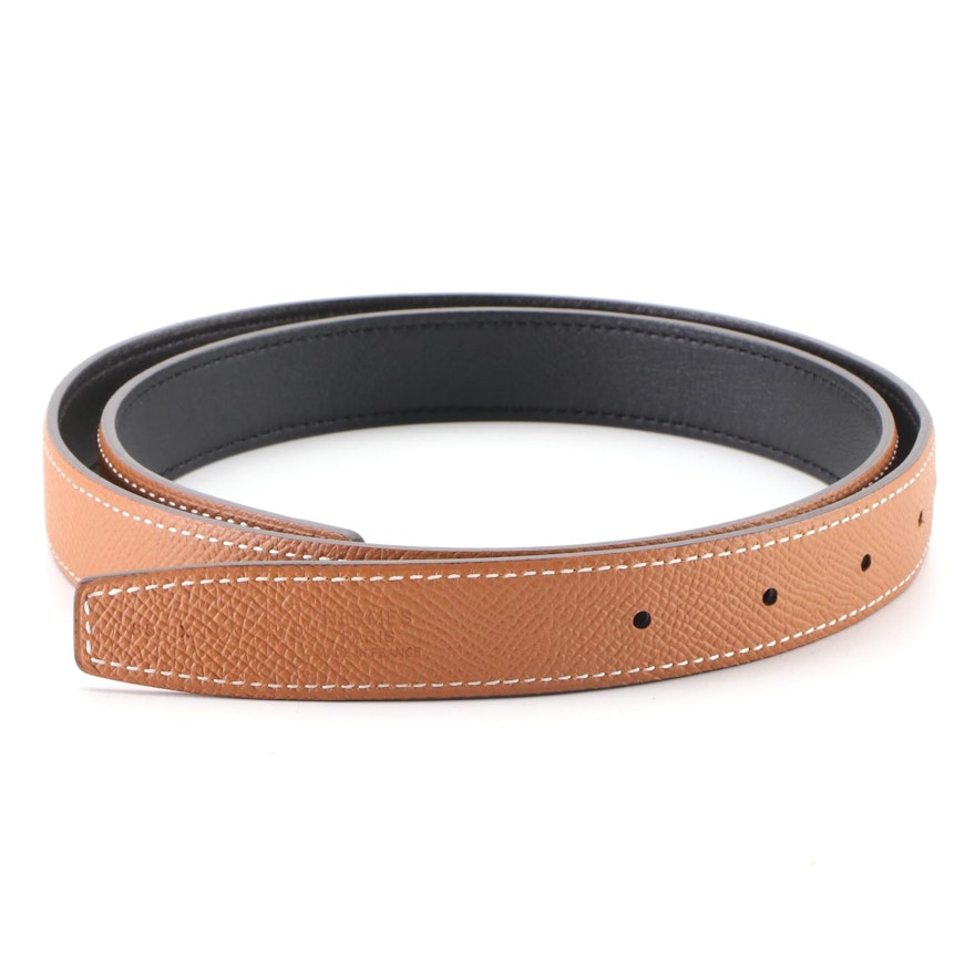 Hermès Reversible 24mm Belt Strap in Swift and Epsom Leather with Box