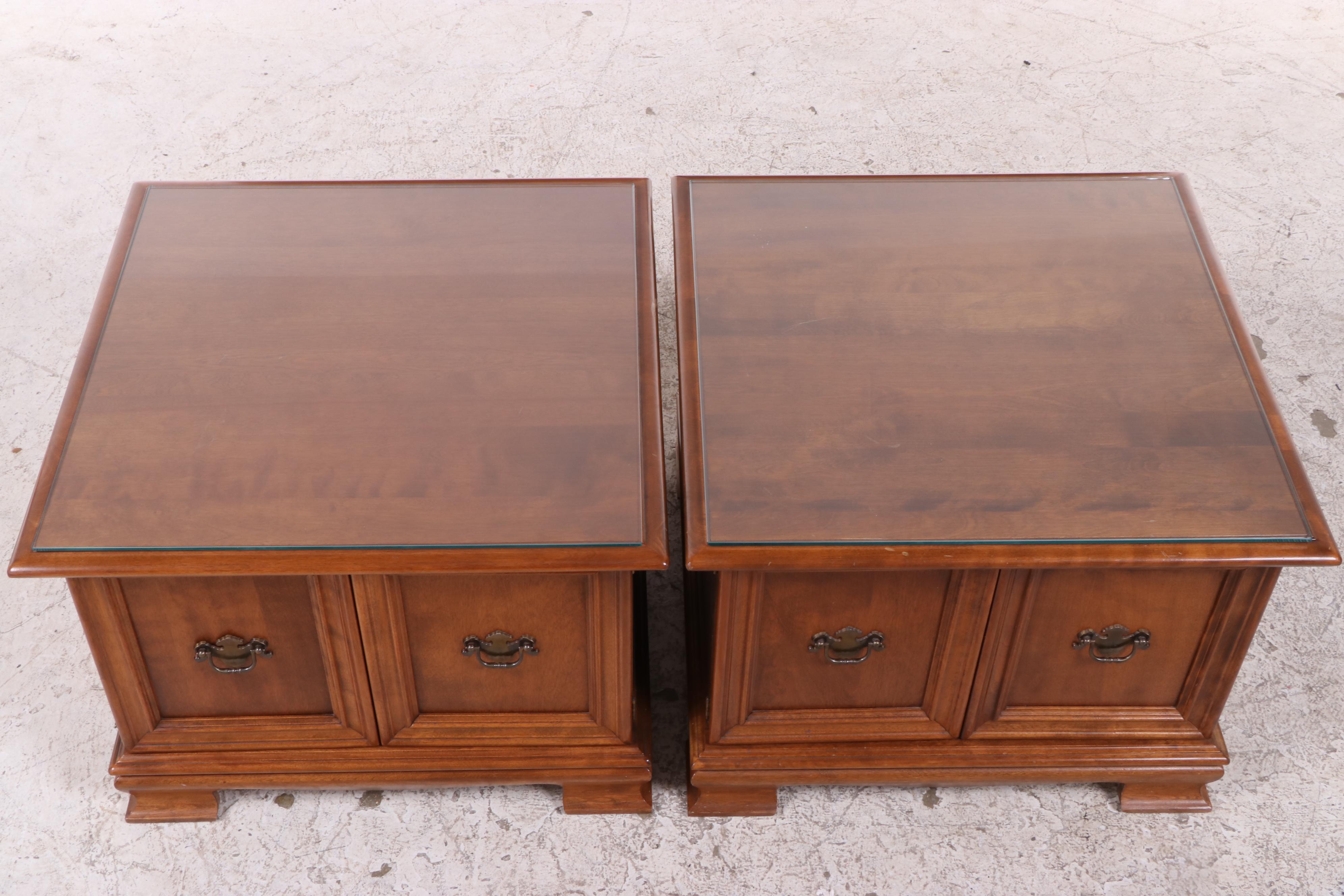 Pair of Colonial Style Maple End with Glass EBTH