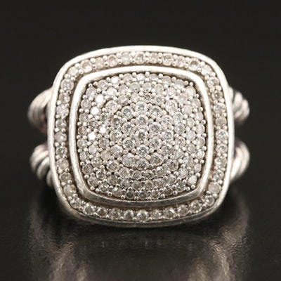 David Yurman "Albion" Sterling Diamond Cluster Ring