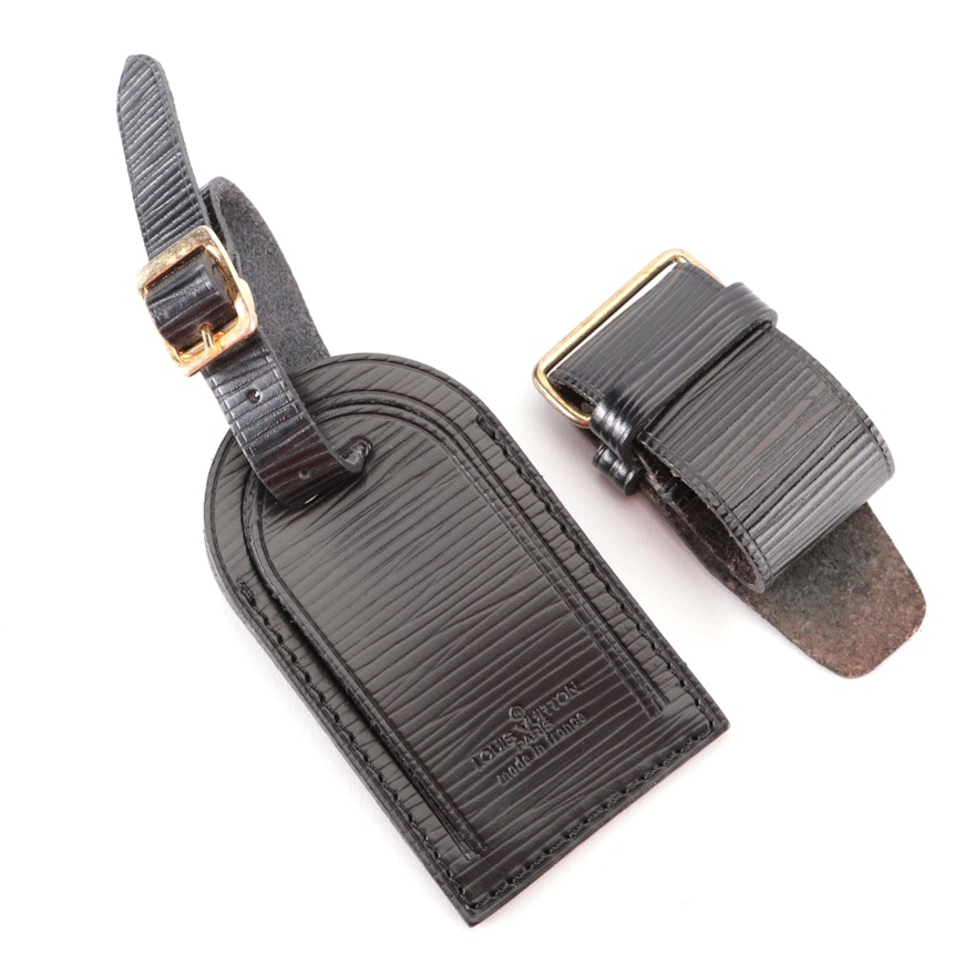 Louis Vuitton Luggage Tag and Poignet in Black Epi Leather