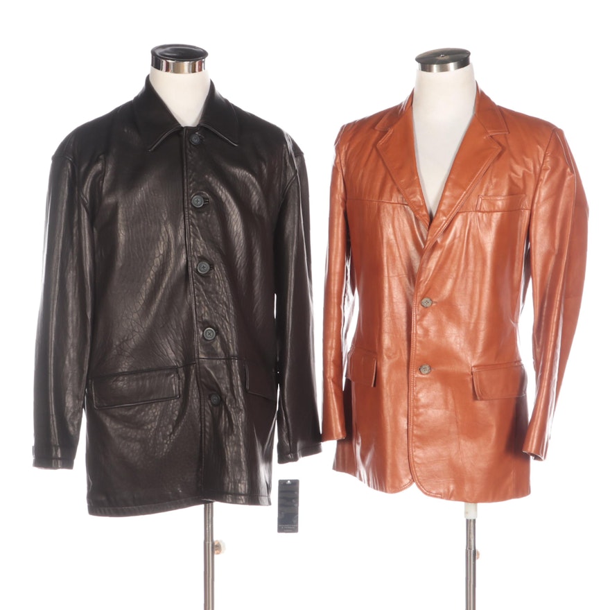Men's London Fog Leather Sport Coat and Roundtree & Yorke Lambskin Jacket