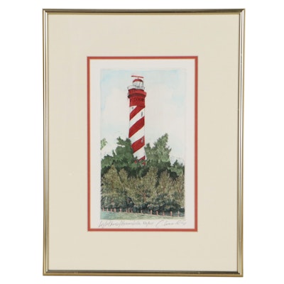 Hand-Colored Etching with Aquatint "Lighthouse/Haamstede"