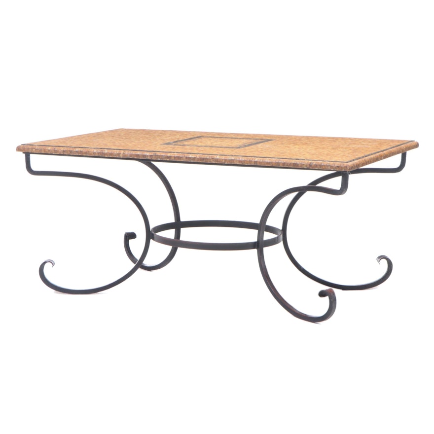 Arhaus "Mosaic Collection" Stone Tiled Dining Table on Wrought Iron Base
