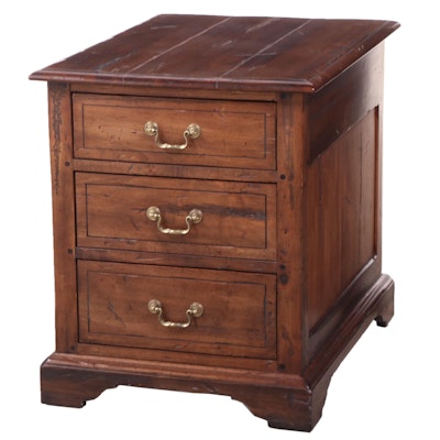 Ethan Allen Distressed Maple End Table with Three Drawers