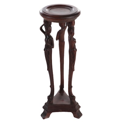 Carved Wood Ashtray Stand, Early to Mid 20th Century