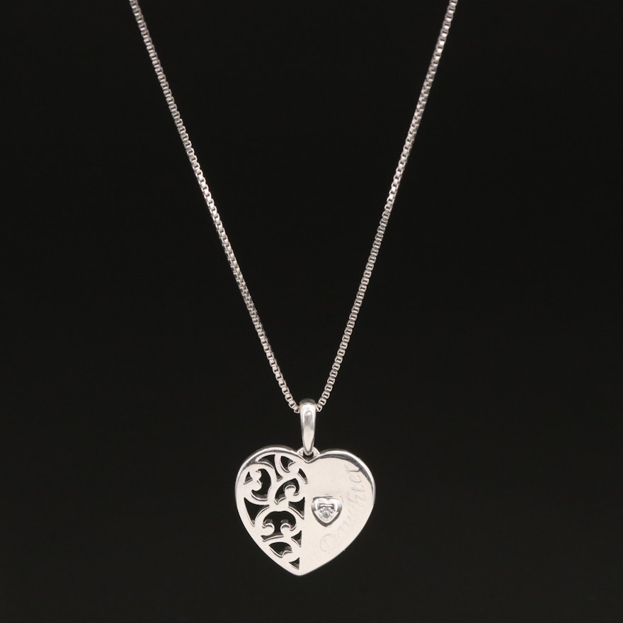 Sterling White Sapphire Heart Pendant Necklace