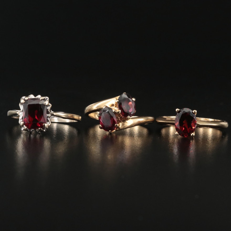 14K Garnet and Ruby Ring Selection