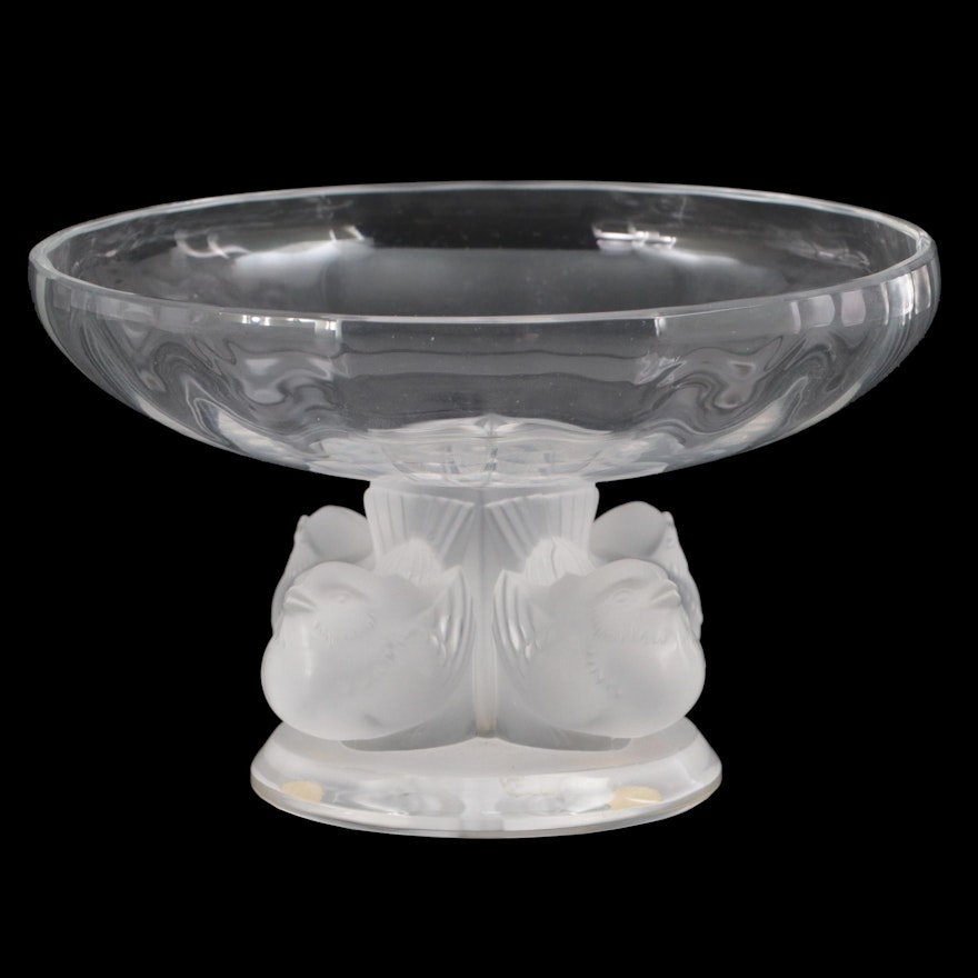Lalique "Nogent" Clear and Frosted Crystal Footed Bowl