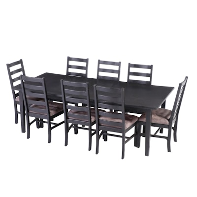 This End Up Furniture Co. Nine-Piece Ebonized Wood Dining Set