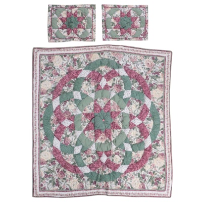 JCPenney Floral Patchwork Queen Size Quilt and Shams