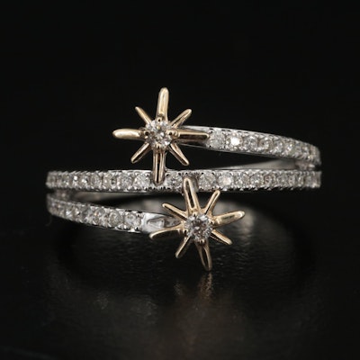 Sterling 0.34 CTW Diamond Ring with 10K Starbursts