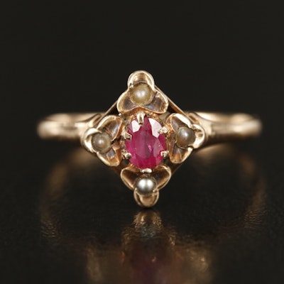 Victorian Ruby and Seed Pearl Ring