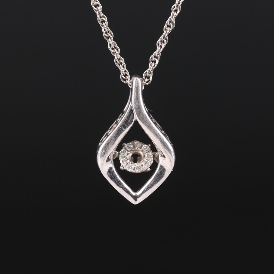 Sterling Diamond En Tremblant Pendant Necklace