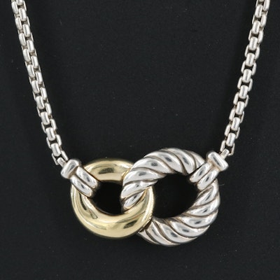 David Yurman "Belmont" Double Curb Necklace with 18K Accent
